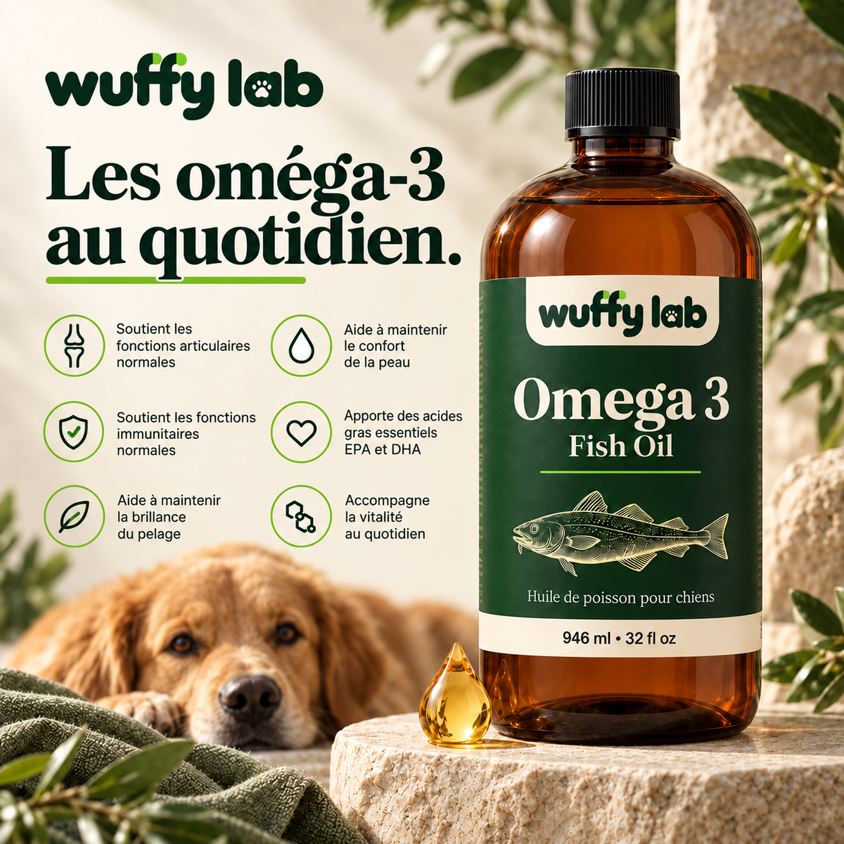 WuffyLab Oméga 3 — Huile de poisson