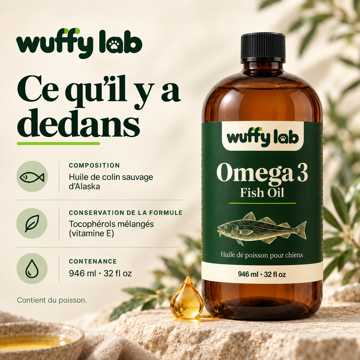 WuffyLab Oméga 3 — Huile de poisson