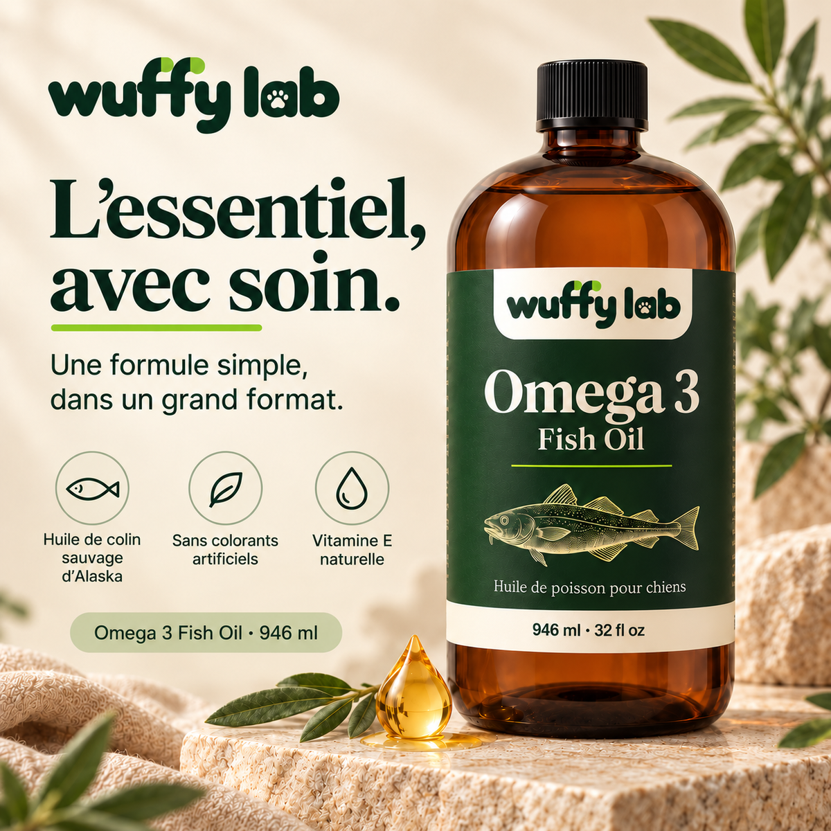 WuffyLab Oméga 3 — Huile de poisson