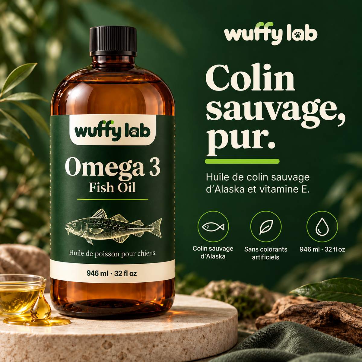 WuffyLab Oméga 3 — Huile de poisson