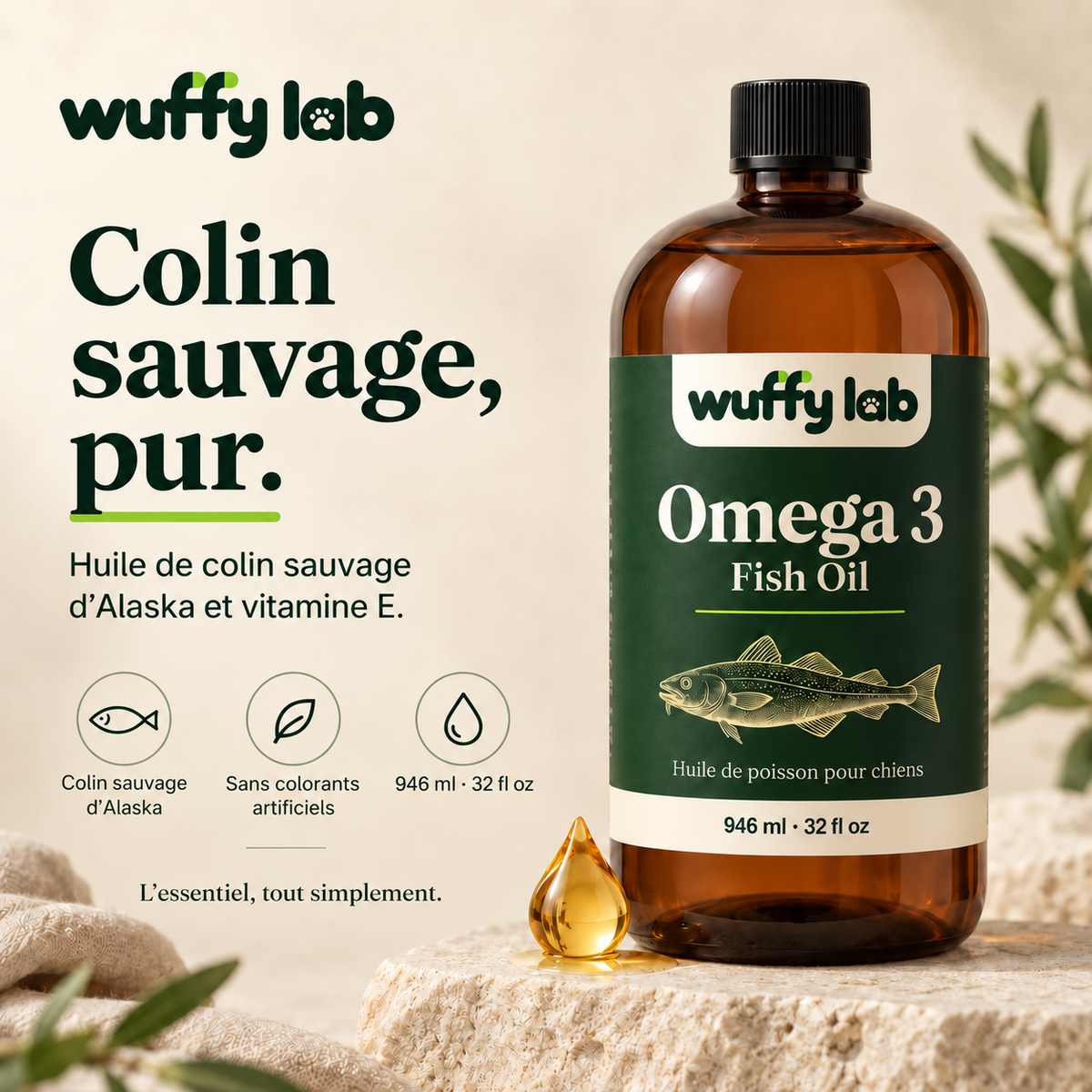 WuffyLab Oméga 3 — Huile de poisson