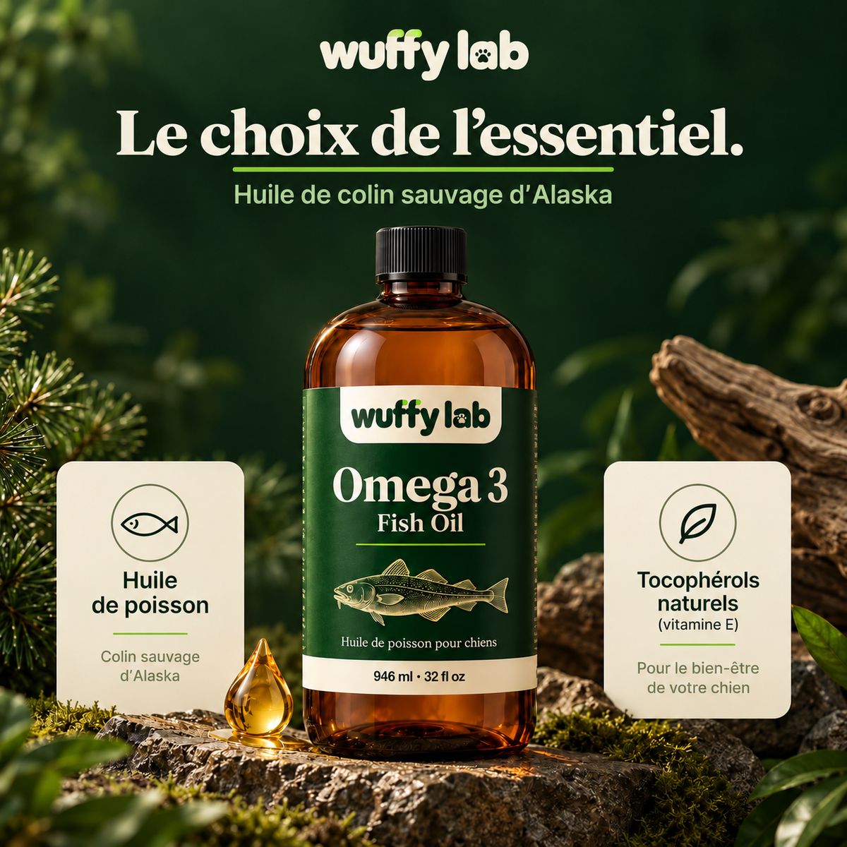 WuffyLab Oméga 3 — Huile de poisson