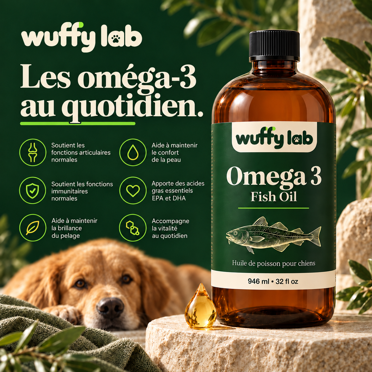 WuffyLab Oméga 3 — Huile de poisson