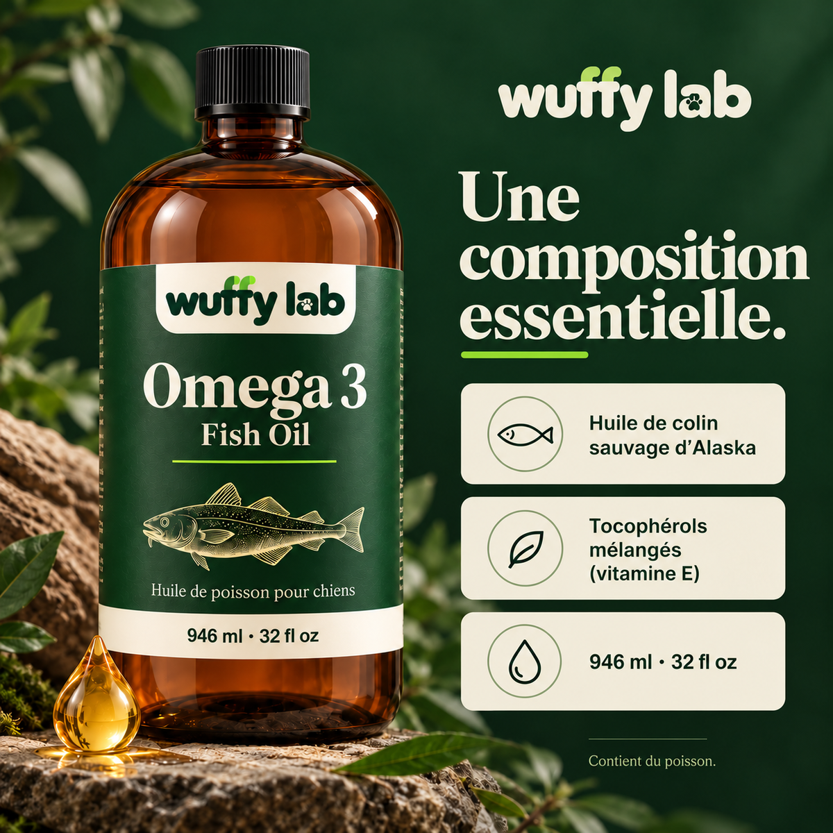 WuffyLab Oméga 3 — Huile de poisson
