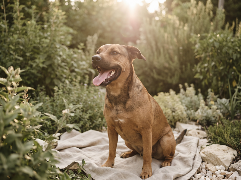 Chien au jardin