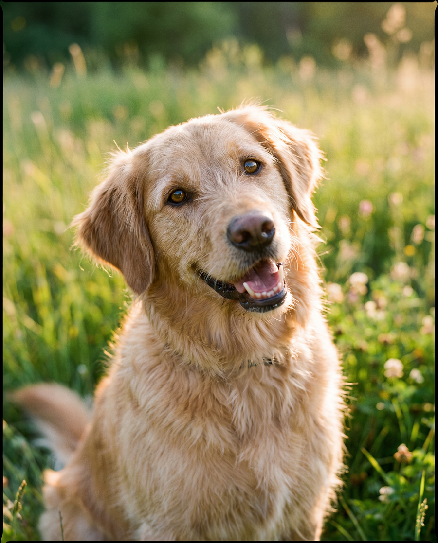 Chien attentif regardant l’objectif en extérieur