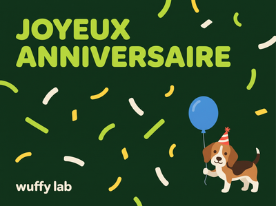 Carte cadeau Joyeux anniversaire — beagle et ballon