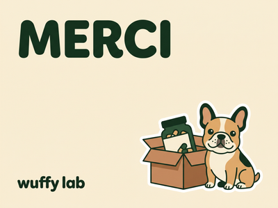 Carte cadeau Merci — bouledogue et colis