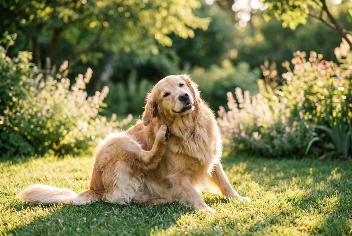 Chien qui se gratte